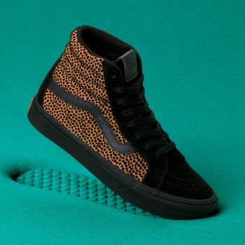 Női Vans Tiny Cheetah ComfyCush Sk8-Hi Reissue Magasszárú Cipő VA6512930 Fekete